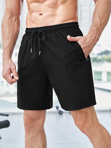 Image of TAGDO Men's Athletic Shorts with Zipper Pockets | Lightweight Workout Running Shorts Pants for Men | Elastic Waist Drawstring Gym Shorts for Training | Fitness, Sports, Casual Wear (2051)