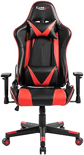 Gaming Chair High Back Home Office Desk Chair Racing Style Comfortable Gamer Chair with PU Leather and Headrest and Lumbar Pillows