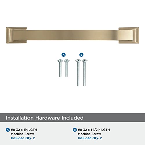 Image of Amerock | Cabinet Pull | Golden Champagne | 5-1 /16 inch (128 mm) Center to Center | Candler | 1 Pack | Drawer Pull | Drawer Handle | Cabinet Hardware