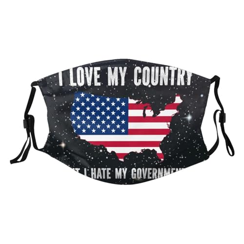 I Love My Country But I Hate My Government Anti Joe Biden Adult Dust Mask Adjustable Dust Face with 2 Filter88