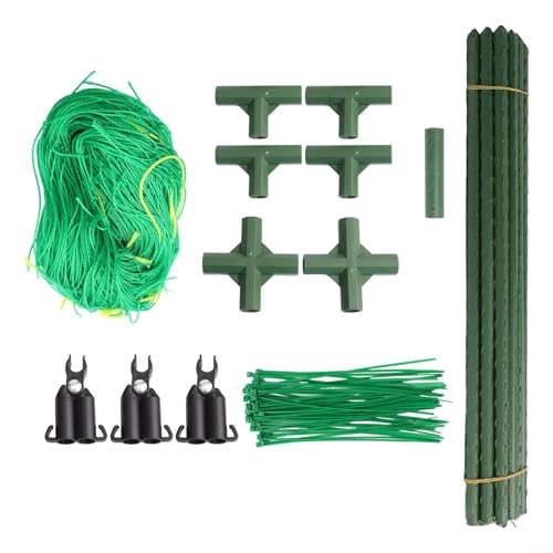 Yuanpgky Set di tralicci per cetrioli a forma di A per piante rampicanti, supporto per piante rampicanti in acciaio rivestito in PVC con design a griglia, strumento di montaggio, da 80 x 80 cm a 120 x