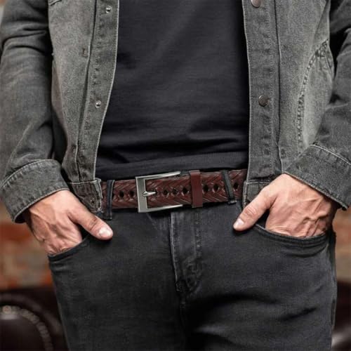 Women’S Casual Genuine Leather Automatic Buckle Belt Metal Large 3.4Cm For Jeans Strap4