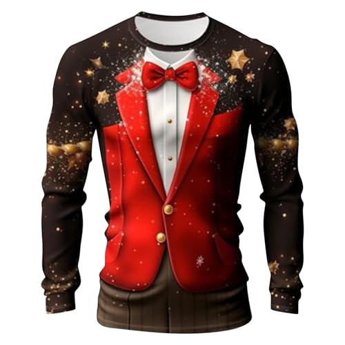 Christmas T Shirt Christmas Tshirt, Fake Tie Suit Crew Neck 