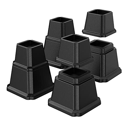 Uuking Furniture Bed Risers Heavy Duty Bed Elevators In Adjustable Heights Of 8, 5 Or 3 Inches, Set Of 4 Lifts Up 1,500 Lbs Riser For Sofa And Table, Black #TOP7