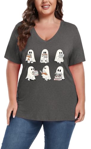 Image of ForHailey Women's Plus Size V Neck Tops Summer Short Sleeve T Shirt