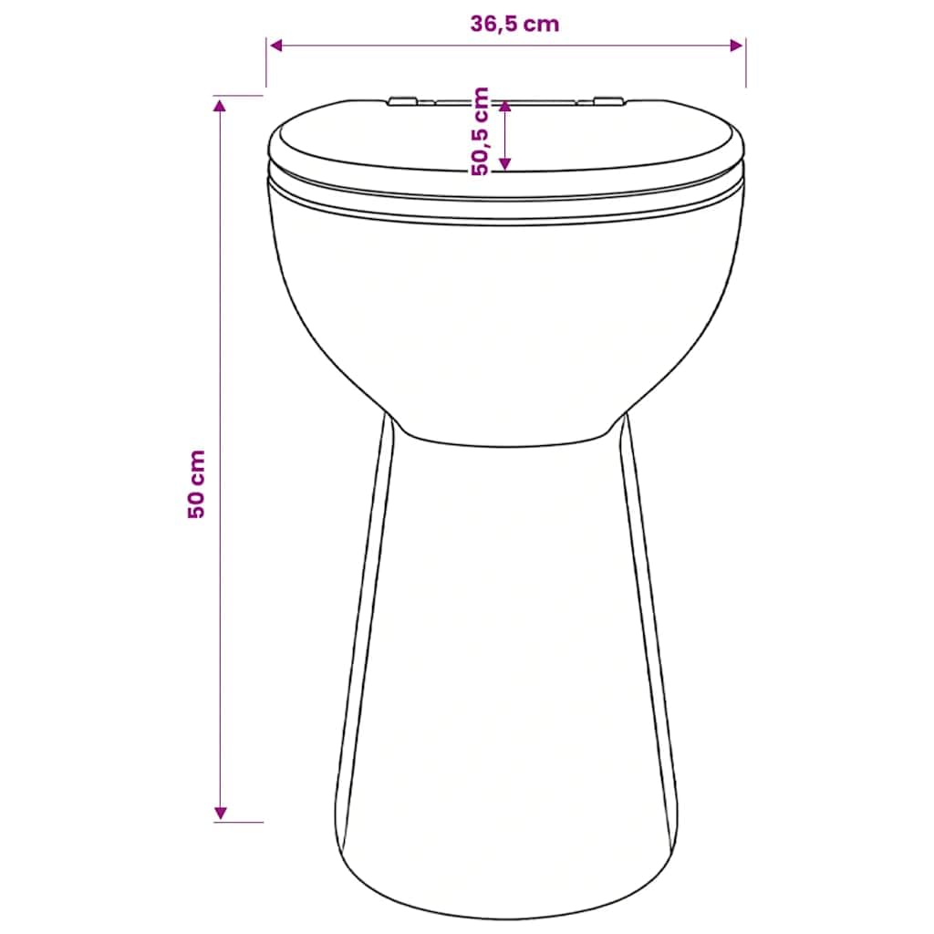 vidaXL WC Rimless, Ceramica, Bianco, 50,5x36,5x50 cm, Sedile Soft-Close, Altezza Comfort +7 cm, WC a Coppia Stretta, Design Slim, Bagno, Scarico Igienico