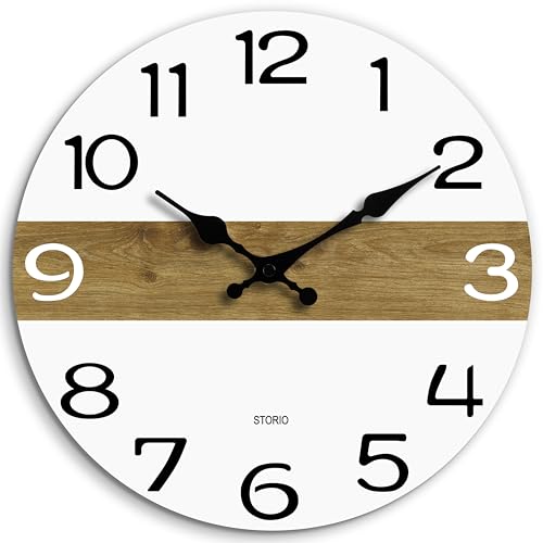 Wall Clock-10 Inch Modern White Silent Wall Clocks Battery Operated Decorative for Bedroom Office Kitchen-Non Ticking Clock for Bathroom Living Room