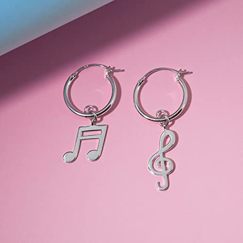 Boma Jewelry Sterling Silver Music Note & Treble Clef Snap Down Closure Tube Hoop Earrings4
