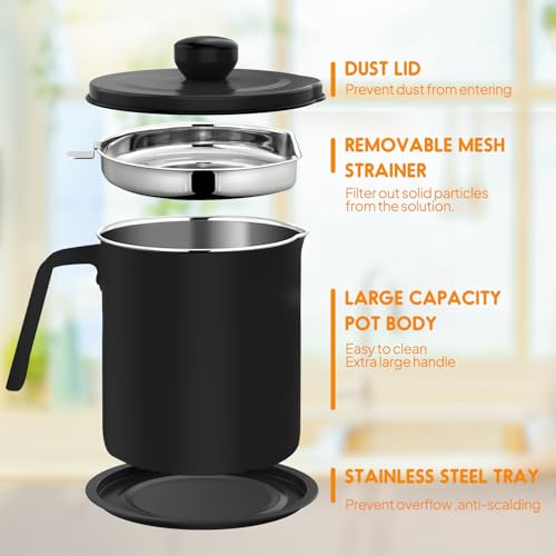 Image of Chihee Oil Strainer Pot Grease Can 2 L Stainless Steel Oil Storage Can Container with Fine Mesh Strainer Dust-proof lid Non-slip Plate Suitable for Storing Frying Oil and Cooking Grease