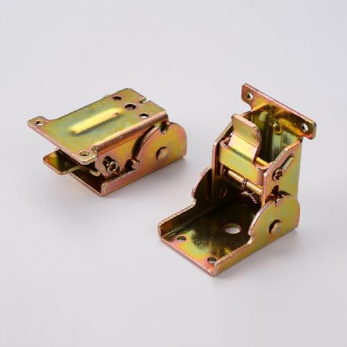 2 Pack 90 Degree self-Locking Folding Hinge Lock Steel Foldable Bracket Hidden Hinge for Extension Brackets of Table Legs Bed Legs and workbenches