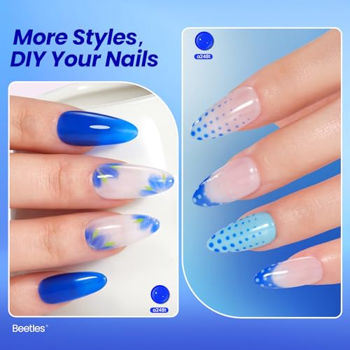 Image of beetles Royal Blue Gel Nail Polish - 15ml Neon Blue Gel Polish Soak Off UV LED Needed Nail Art Summer 4th of July Nails Manicure Salon DIY Design at Home Gifts for Woman