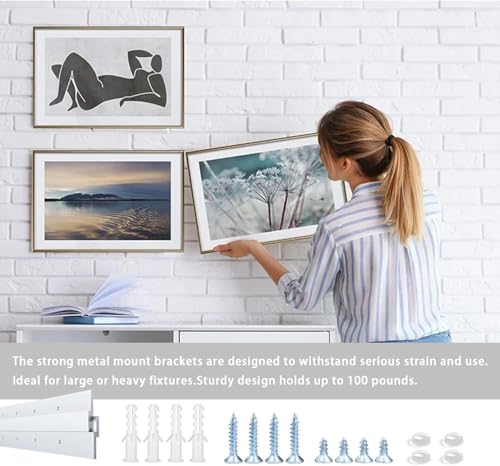 Image of 12'' French Cleat, French Cleat Hanger, Aluminum Z Clips for Hanging Pictures, Mirrors, Panels, Whiteboard, Shelf, Artwork ( Supports 80 lbs, 1 Pairs )