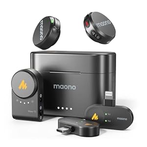 MAONO Wireless Lavalier Microphone for iPhone/Android/Camera/PC, Mini Lapel Mic with 48khz 24bit, Voice Filter, Noise Cancellation, 30h Battery, USB-C/Lightning Plug for Video Recording – Wave T5