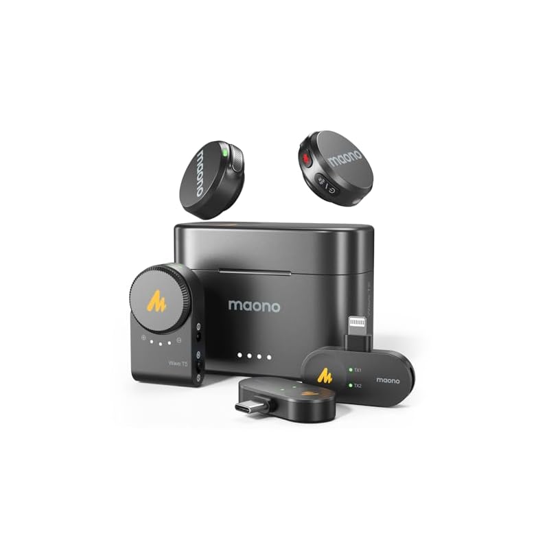 MAONO Wireless Lavalier Microphone for iPhone/Android/Camera/PC, Mini Microphone with 48KHz/24Bit, Noise Reduction, 30H Battery. Clip-On Lapel Mic for