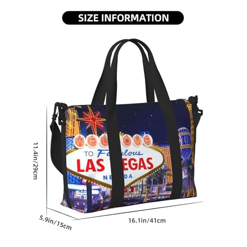 Large Duffel Bag for Men Women, Cute Carry On Tote for Travel, Gym, Weekend Use, Printed Las Vegas Night City, 19.7" x 10.2" x 13.3"4