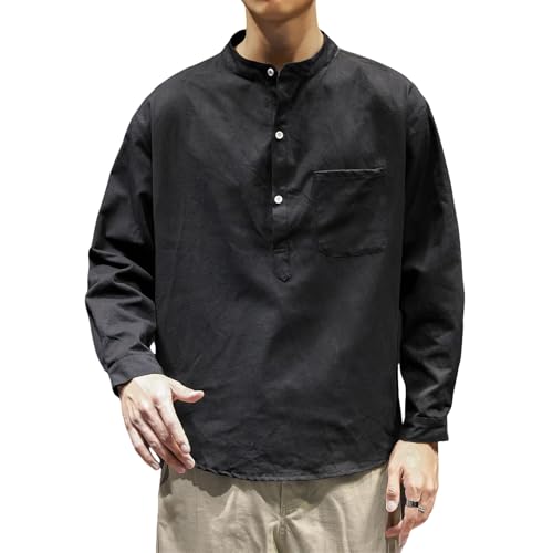Chemise col mandarin homme style japonais à manches longues