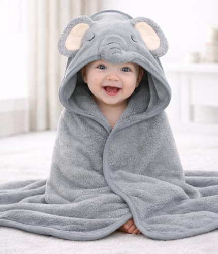 Image of First Kick Ultra Soft Hooded Baby Bath Towel, Premium Absorbent Quick Dry Newborn Towel, Gentle on Skin, Infant Bath Towel for 0-2 Years, Baby Boys & Girls, Large Size