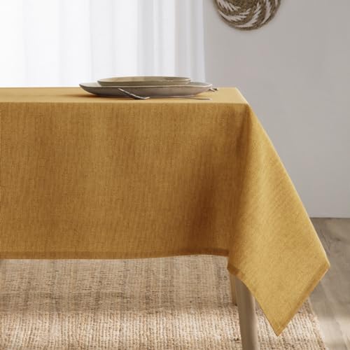 BOHEME | Tovaglia rettangolare Elba antimacchia in resina | cotone combinato | colore ocre | 140 x 100 cm | Made in Spagna | Facile da pulire | ideale per l'uso quotidiano