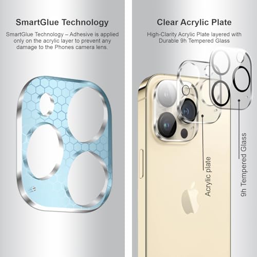 Image of SupCares Premium Camera Lens Protector Tempered Glass Compatible For iPhone 14 Pro and iPhone 14 Pro Max With Installation Kit | Edge to Edge Coverage | Transparent | Pack of 2