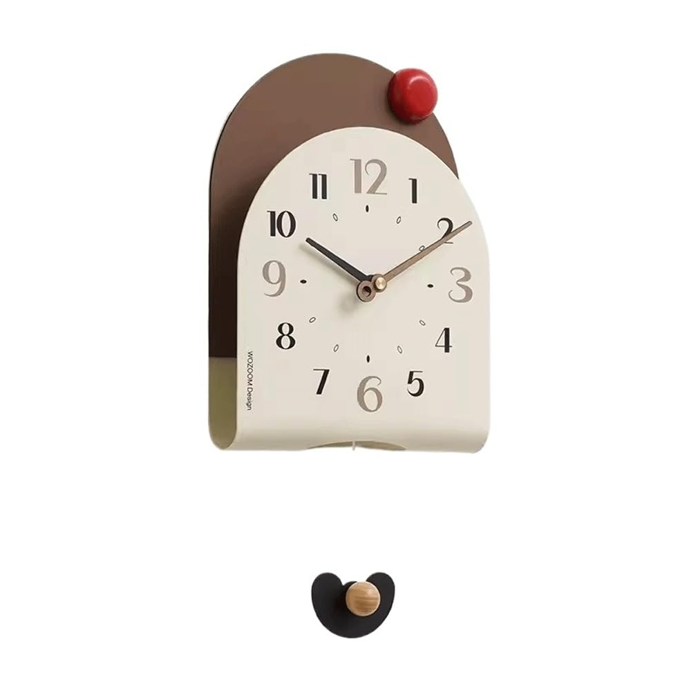 Reloj Cocina Reloj oscilante de Pared Minimalista pequeño for Sala Estar(Bruin)