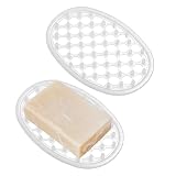 2 Stück Silikon-Seifenhalter rutschfeste Seifenschale für Dusche transparent oval mit effizienten...