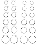 Diamday 12 Pares Aro Pendientes Set Pequeños Acero Inoxidable Aros Huggie Pendientes Trago Cartílago Hipoalergénico Redondo Oreja Anilla para Mujeres Hombres Conjunto de Aros Pendientes Sin Níquel A