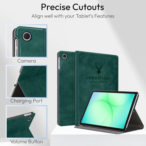 Image of Robustrion for Samsung Galaxy Tab A11 8.7 inch & A9 8.7 inch Cover Case, Deer Flip Cover Case for Samsung Tab A11 Tablet Cover 8.7 inch [Auto Sleep Wake Support] - Dark Green