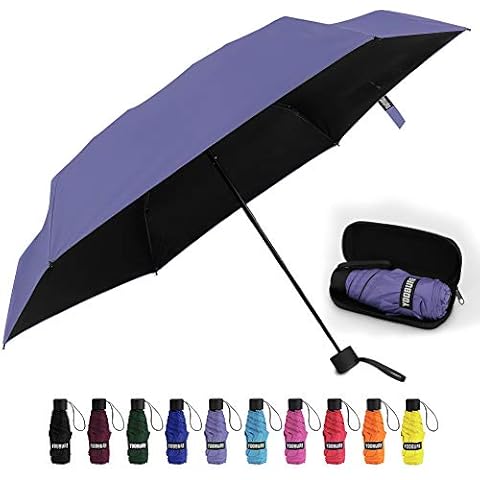 Yoobure Small Mini Umbrella with Case Light Compact Design Perfect for Travel Lightweight Portable Parasol Outdoor Sun&Rain Umbrellas (Purple) Cover