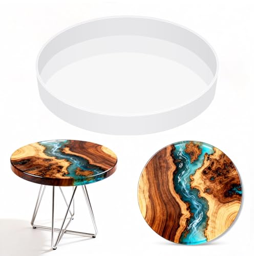 Vehipa Extra Large Resin Table Mold 14 Inch Round Resin Mold for River Table DIY Resin Art Coasters Cutting Board Desk Decor Reusable Silicone Mold