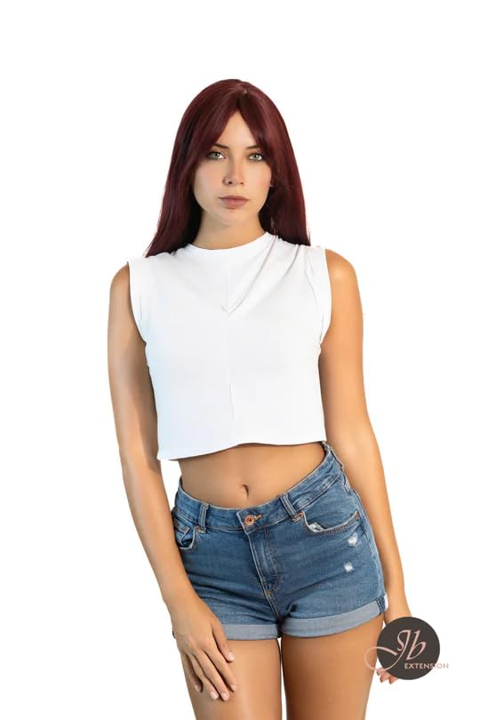 Miniatura 4 de JBEXTENSION Peluca ondulada de 24 pulgadas de largo, color rojo ABBY con flequillo, pelucas largas onduladas sin pegamento para mujer, pelucas