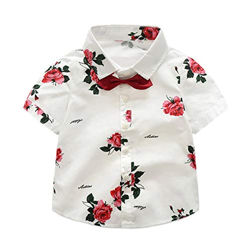 Toddler Baby Boys Rose Floral Shorts Set Short Sleeve Button Down Shirt + Shorts Pants 2 Pieces Infant Summer Clothes Outfits Red 4-5 Years #TOP2