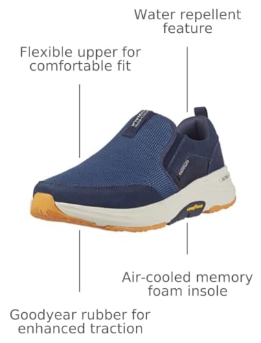 Image of Skechers Men's Go Walk Outdoor - Athletic Slip-on Trail Hiking Shoes with Air Cooled Memory Foam | Air-Cooled Memory Foam Insole, Ultra Go Cushioning, Water Repellent, Goodyear Rubber Outsole
