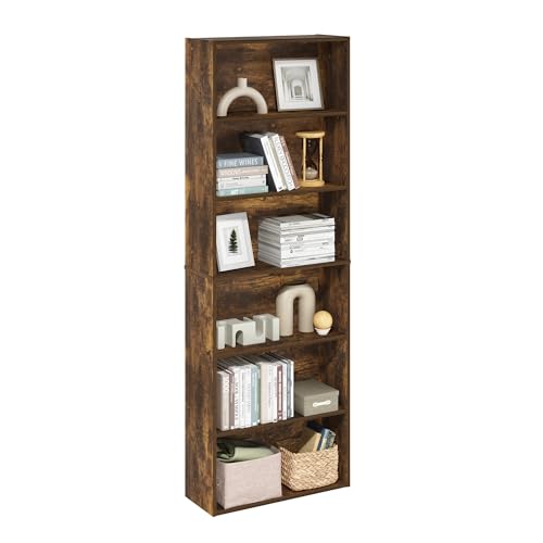 Image of Furinno Jaya Simply Home Free Standing 6-Tier Open Storage Bookcase, Amber Pine