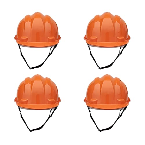 Image of LADWA Orange Heavy Duty Superior Safety Helmet, ISI Marked Protective Hard Hat for Construction, Factory and Industrial Safety Applications (Pack of 4)