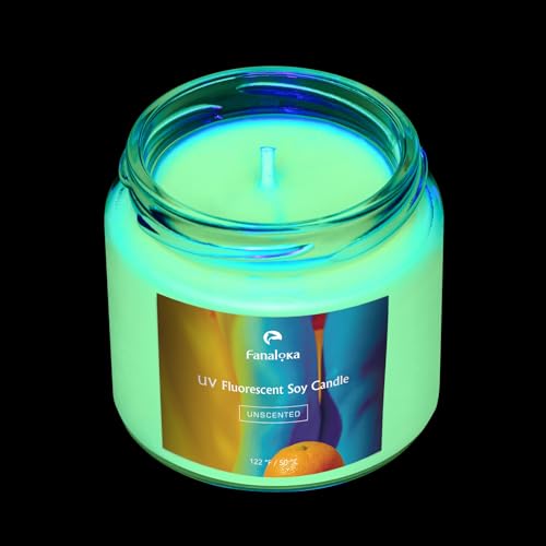 50 °C (122 °F) UV-fluoreszierende Sojawachskerzen mit niedriger Temperatur und niedriger Wärme, Wachsspiel für Partys, unparfümiert, 5 oz(Gelb)