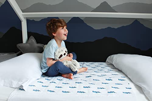 Matratzenschoner Kinderbett | Waschbare Bettnässe Bettwäsche | 85 x 90cm hochwertige Bettauflage mit Tucks | Für Einzelbetten, Kinderbetten, Babybetten | wasserdichte (Blitz) - Image 5