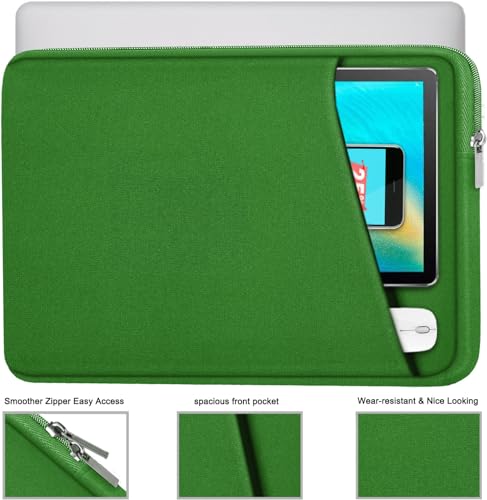 Image of 14 inch Laptop Sleeve, Shockproof Protective Computer Cover, Durable Carrying Bag Laptop Case Compatible with 14 inch MacBook Air /Pro HP Asus Lenovo Notebook, Dark Green