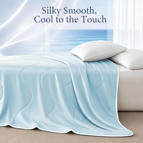 Image of Cooling Comforter for Hot Sleepers, King 106x90, Light Blue | Cooling blanket feel, Q-Max >0.4 cool touch, double-sided cooling, Sorona fill, for night sweats, lightweight & breathable