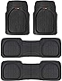 Motor Trend Original FlexTough Black Rubber Car Floor Mats for 3 Row Vehicles, Front & Rear 2nd Row Deep Dish All Weather Automotive Heavy Duty Trim to Fit, Automotive Liners for Cars Truck Van SUV