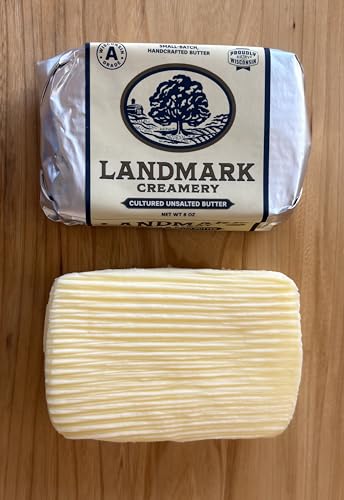 Landmark Creamery® Cultured Unsalted - European Butter French Style (6 Pack) - Small Batch & Hand Shaped - Made with Cream from Small Family Farms in Wisconsin - 6 pack of 8 oz sticks