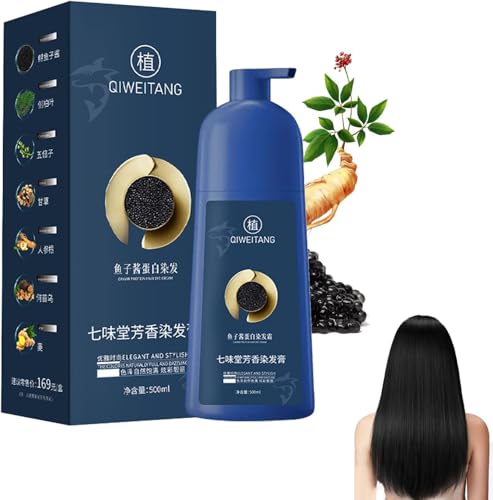 XWBD キャビアプロテインヘアカラーシャンプー 白髪染めシャンプー ヘアカラー 植物エキス配合髪染め&トリートメント簡単で便利 男女兼用 500ML (ブラック)