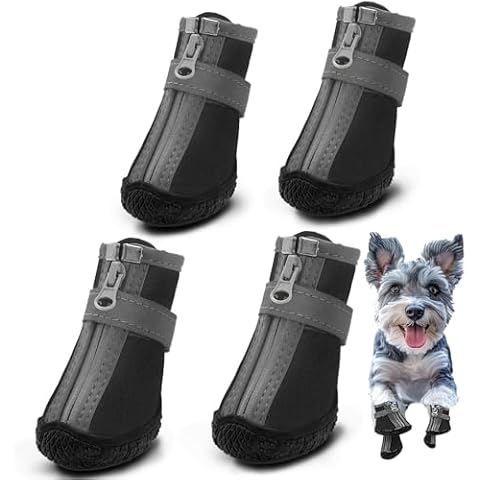 Hcpet Dog Shoes for Small Dogs, Waterproof Dog Boots & Paw Protectors for Hot Pavement Winter Snow Hiking, Anti-Slip Dog Booties for Hardwood Floor Black Size 2 Cover