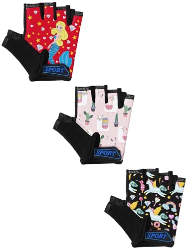 Image of Boao 3 Pairs Kids Half Finger Bike Gloves