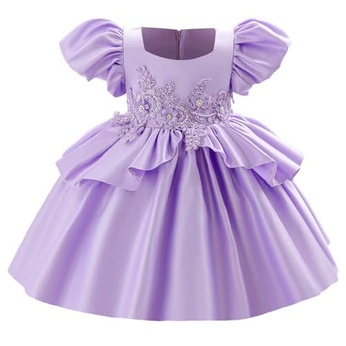 wodceeke Toddler Baby Girls Satin Pageant Dress Flower Girl Formal Wedding Birthday Party Princess Dresses Communion Gown