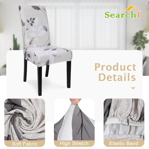 Image of SearchI Printed Dining Room Chair Covers Set of 6, Stretch Kitchen Chair Covers Washable Parsons Chair Slipcover Removable Dining Chair Protectors for Hotel,Ceremony(Floral Pattern3)