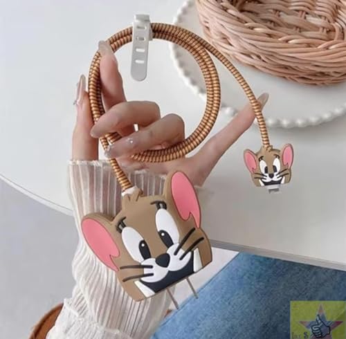 Image of Like Star 18-20W Apple iPhone Power Adapter and Type C, Protective 3D Cartoon Character Silicone Case Cover, 360 Degree Full Protection (Jerry)