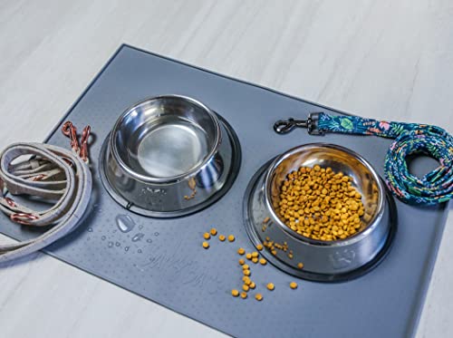 Barksbar Waterproof Pet Feeding Placemat - Silicone Mat For Food And Water Bowls Or Dispensers, Bpa-Free, Dishwasher Safe (Large - 24 X 16, Dark Gray) #TOP4