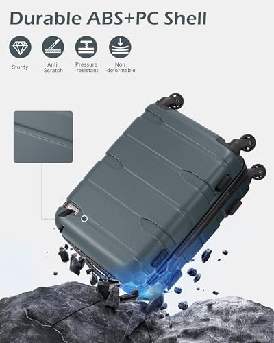 Image of Coolife Luggage Expandable(only 28 inch) Suitcase PC+ABS Spinner Built-in TSA Lock 20in 24in 28in Carry on (Teal, M(24in).)