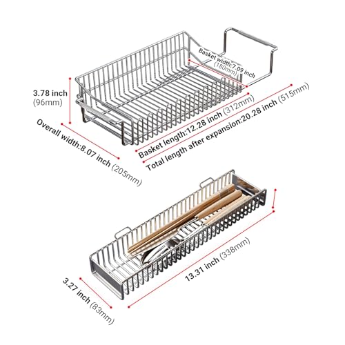 TABABAO 304 Stainless Steel Over Sink Counter Top Perfect Dish Drainer, Extendable Drainage Basket Drying Rack for Fruit, Vegetables, and Dishes - Corrosion-Resistant, Space-Saving by TABABAO - Image 7