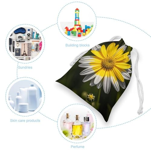 Drawstring Storage Bag Sports Cinch Sack Yellow Gray Flower Gym String Bags for Travel Swimming Beach3